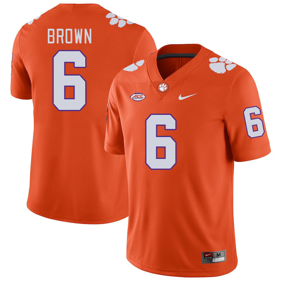 Men's Clemson Tigers Tyler Brown #6 College Orange NCAA Authentic Football Stitched Jersey 23NL30NQ